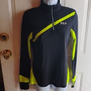 Fila Black and Neon Yellow Athletic Top